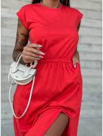 Červené ležérne šaty MAYFLIES s okrúhlym výstrihom