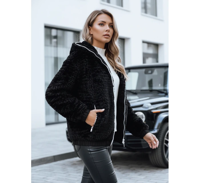 Dámská kožešinová bunda s kapucí černá Dstreet model 21993382 - FashionStreet