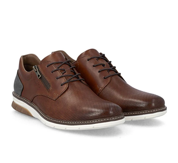 Pánské pohodlné hnědé kožené polobotky model 21906665 - Rieker