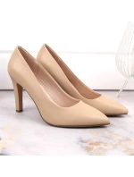 Sergio Leone W SK415B béžové lodičky na podpätku