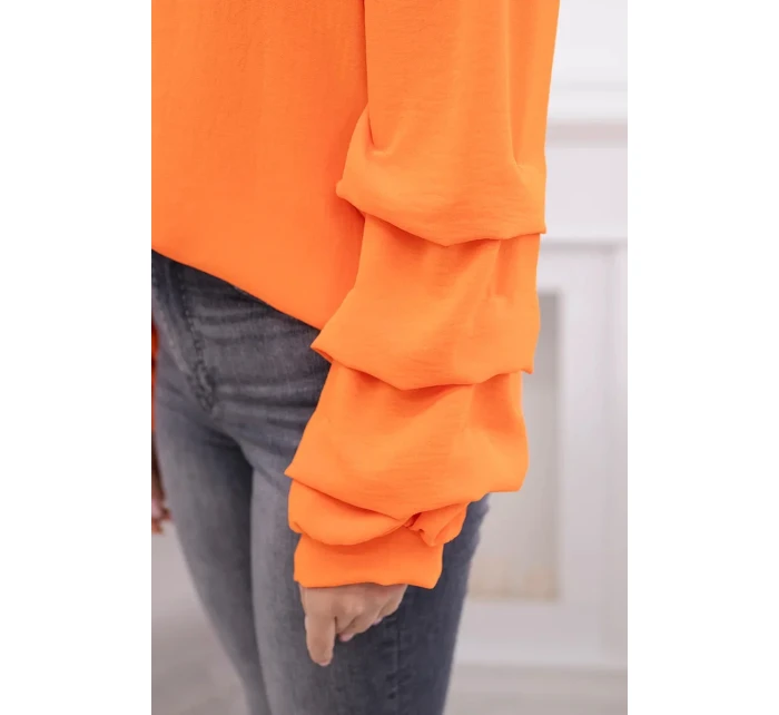 Španielska blúzka s ozdobnými oranžovými rukávmi Španielska blúzka s ozdobnými oranžovými rukávmi