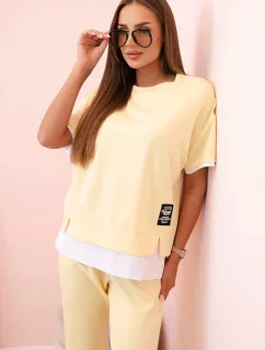 Dámsky maslový set s krátkym rukávom a nohavicami žltý