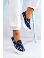 Damskie Tenisówki Slip On Memory Foam Big Star JJ276016 Granatowe