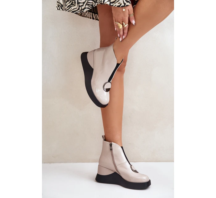 Lakované Boty Na Zateplené D&A Béžové model 21671901 - S.Barski