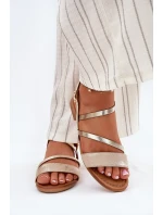 Skórzane Sandały Damskie Na Płaskim Obcasie Maciejka 06966-25 Złote Skórzane Sandały Damskie Na Płaskim Obcasie Maciejka 06966-25 Złote