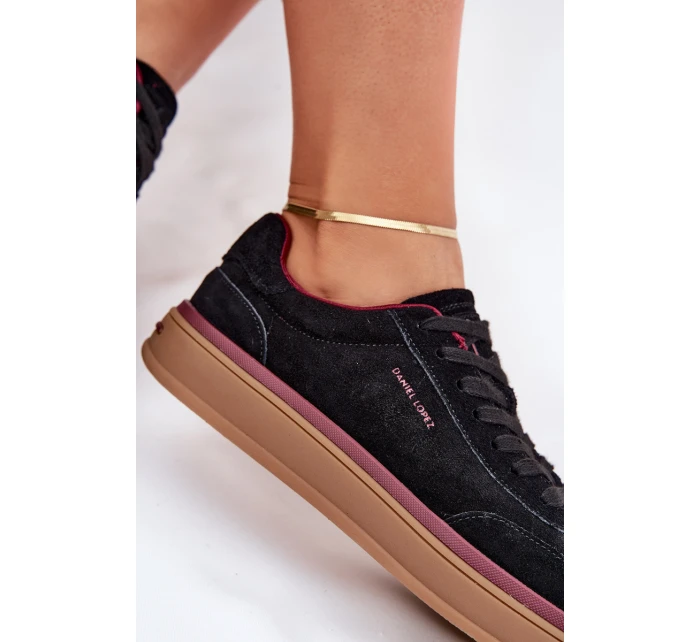 Zamszowe Damskie Sneakersy Daniel Lopez Just Dare SS2D4006 Czarne