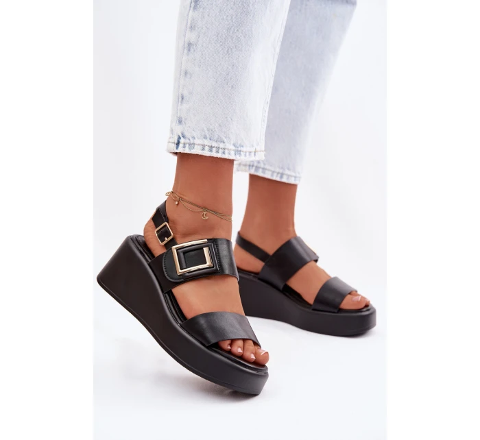 Dámské sandály na platformě s ozdobným detailem Černé model 22037679 - Boto
