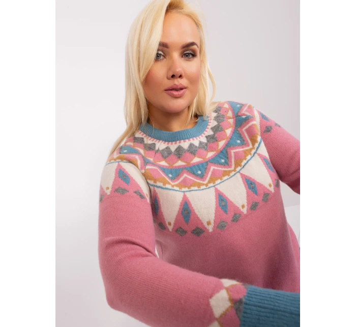 Sweter PM SW model 18909369 ciemny różowy - FPrice Sweter PM SW model 18909369 ciemny różowy - FPrice