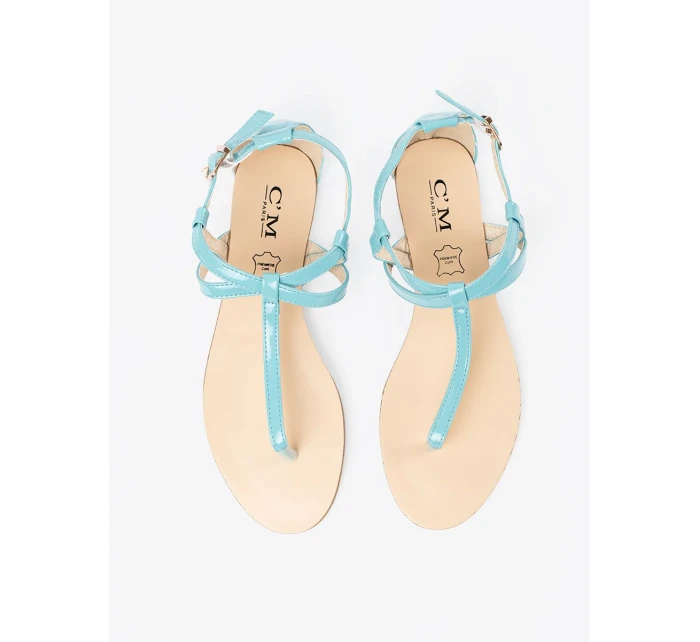 Výborné dámské modré sandály bez podpatku Výborné dámské modré sandály bez podpatku