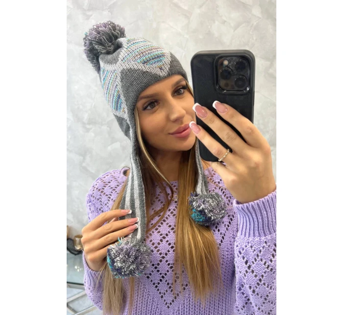 Dámská klapka na uši Eunika model 18751845 graphite - K-Fashion Dámská klapka na uši Eunika model 18751845 graphite - K-Fashion