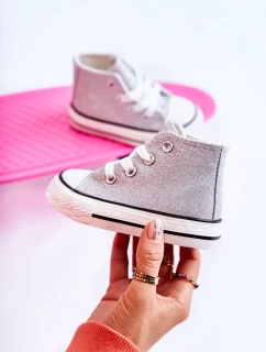 Dziecięce Trampki Wysokie Srebrne Catrina