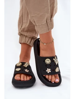 Klapki Damskie Piankowe Z Przypinkami Vinceza 76055 Czarne