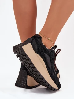 Dámske kožené tenisky na platforme Big Star HI-POLY SYSTEM - čierne