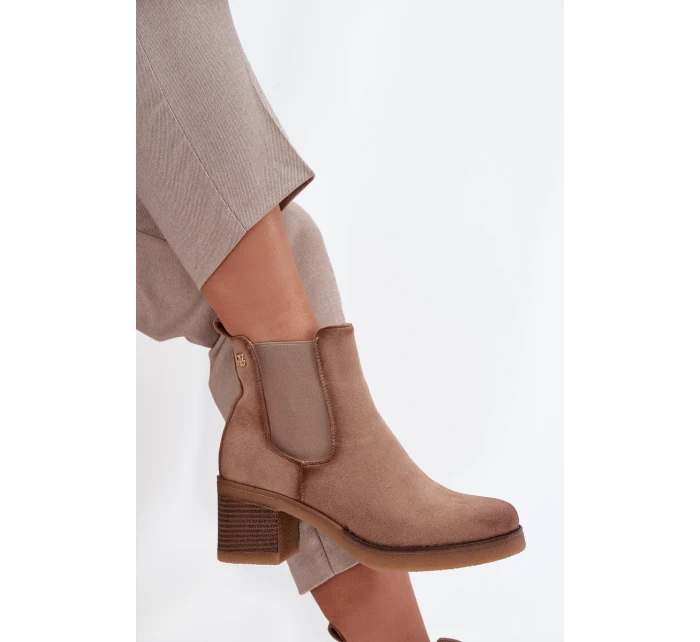 Dámske členkové topánky Zelia na stĺpiku - béžové Dámske členkové topánky Zelia na stĺpiku - béžové