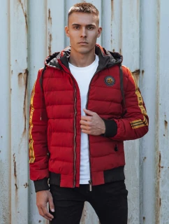 Pánska prešívaná zimná bunda s kapucňou FashionStreet bordová TX4866