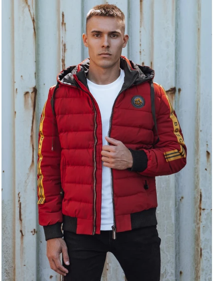 Pánska prešívaná zimná bunda s kapucňou FashionStreet bordová TX4866 Pánska prešívaná zimná bunda s kapucňou FashionStreet bordová TX4866