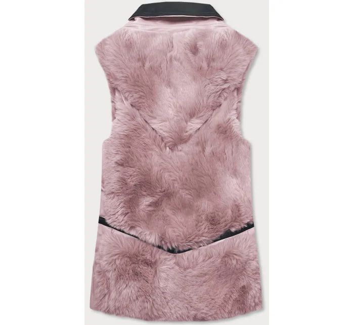 Růžová dámská vesta s kožíškem model 16151643 - S'WEST Růžová dámská vesta s kožíškem model 16151643 - S'WEST