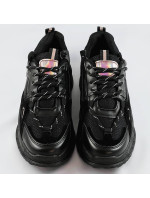 Čierne šnurovacie topánky so zvýšenou podrážkou (7002)