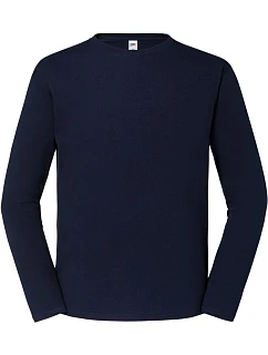 Fruit of the Loom Iconic 195 LSL Pánske tričko z hrubej bavlny s dlhým rukávom 16.1360 tmavomodrá