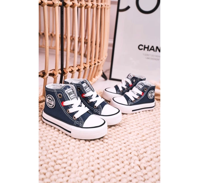 Dziecięce Wysokie Trampki Z Suwakiem BIG STAR HH374189 Granatowe Dziecięce Wysokie Trampki Z Suwakiem BIG STAR HH374189 Granatowe