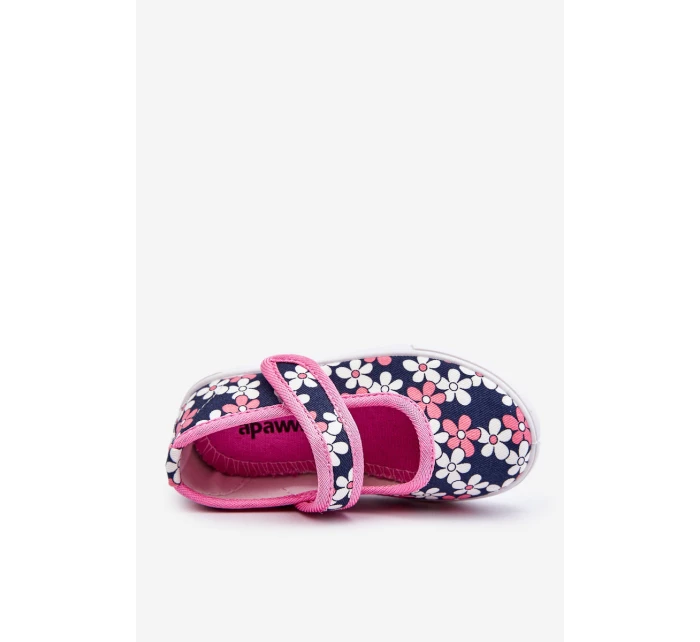 Dziecięce Baleriny W Kwiatuszki Granatowo-Różowe Noah Dziecięce Baleriny W Kwiatuszki Granatowo-Różowe Noah