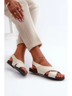 Zazoo 40407 Sandały Skórzane Damskie Jasnobeżowe Zazoo 40407 Sandały Skórzane Damskie Jasnobeżowe