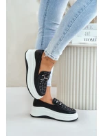 Kožené Dámské Mokasíny Na Platformě S Dekorací Černé model 21675568 - VINCEZA