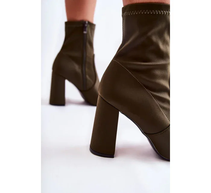 Dámské Materiál Boty Na Podpatku Khaki Amile Dámské Materiál Boty Na Podpatku Khaki Amile