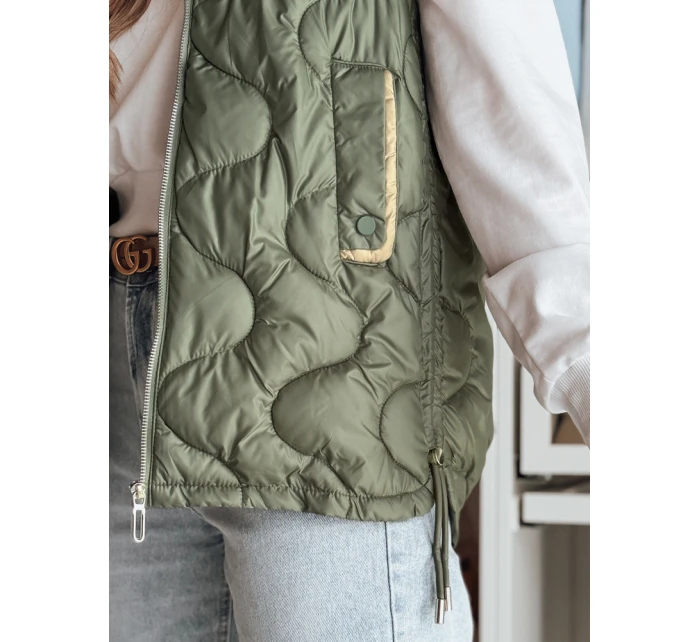 Dámská přechodná prošívaná vesta zelená Dstreet model 21987031 - FashionStreet