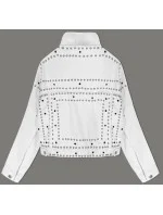 Biela dámska džínsová bunda s kamienkami (M7010)