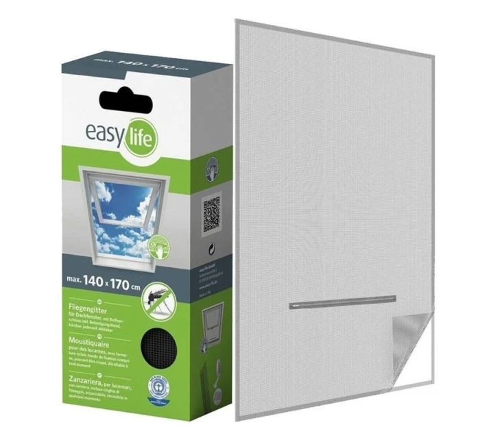 MOSKYTIÉRA NA STREŠNÉ OKNO 140X170 ČIERNY POLYESTER + PÁSIK NA SUCHÝ ZIPS