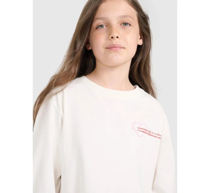 Dívčí tričko oversize s potiskem a dlouhým rukávem model 21877605 - 4F