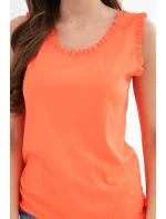 Dámská halenka z viskózy s volánkem u výstřihu oranžová