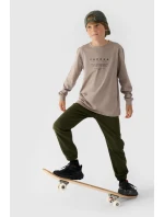 Chlapecké Kalhoty Jogger Casual Hladké Khaki model 21668677 - 4F