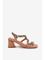 Dámské Sandály Na Podpatku S  Béžové model 21693547 - Artiker