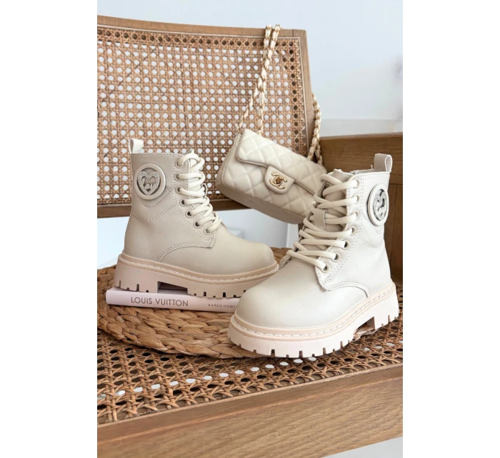 Dívčí kotníkové boty s ouškem s kožešinou LOVE béžové Rosaira Dívčí kotníkové boty s ouškem s kožešinou LOVE béžové Rosaira