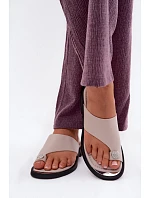 Kožené dámské žabky Vinceza Béžové