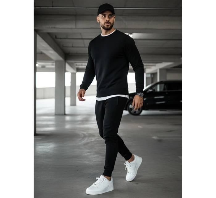 Pánská mikina bez kapuce černá model 21961988 - FashionStreet Pánská mikina bez kapuce černá model 21961988 - FashionStreet