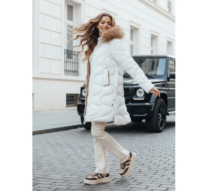 Dámska zimná bunda VIRELIA prešívaná s kapucňou biela FashionStreet TY4938