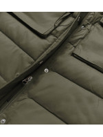 Dámska páperová vesta v army farbe s kapucňou (CAN-860)