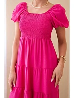 Dámske viskózové šaty s puzdrovými rukávmi a volánom khaki Dámske viskózové šaty s puzdrovými rukávmi a volánom khaki