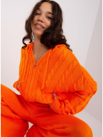 Oranžový ležérny set so svetrom s kapucňou