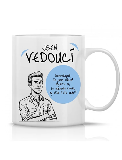 I AM THE LEADER (MALE) - klasický biely keramický hrnček 300 ml
