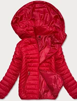 Dámska prešívaná bunda s kapucňou červená (B0124-4)