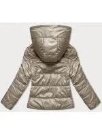 Dámska krátka bunda s kapucňou v béžovej farbe (B8187-12)