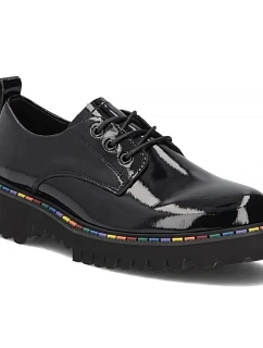 Dámské lakované černé kožené polobotky Filippo DP8341
