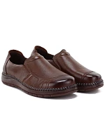 Pohodlné dámské kožené hnědé nazouvací polobotky model 22343117 - VINCEZA Pohodlné dámské kožené hnědé nazouvací polobotky model 22343117 - VINCEZA