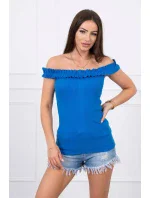 Nevädze modrá volániková blúza s pruhmi Nevädze modrá volániková blúza s pruhmi