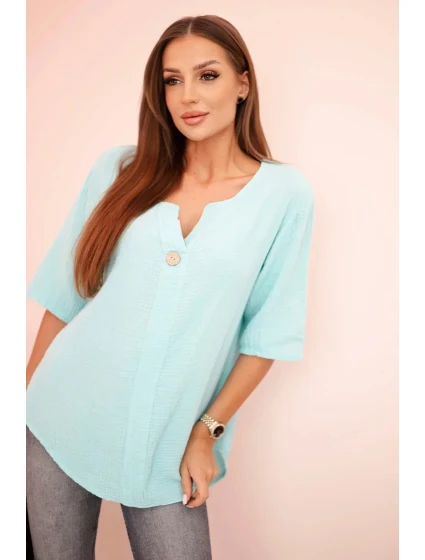 Dámska mušelínová košeľa s mätovým gombíkom