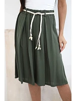 Dámské viskózové letní kraťasy s boho páskem khaki